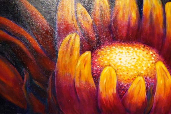 Oil Painting Triptych of Flowers