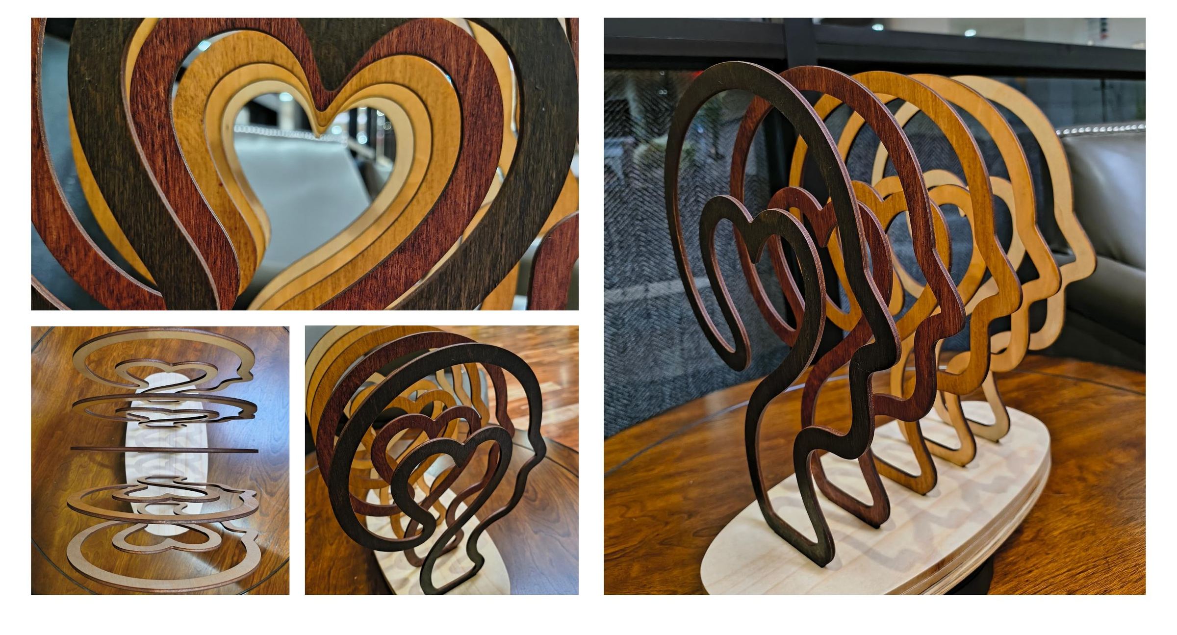 Multiple angles of the finished sculpture